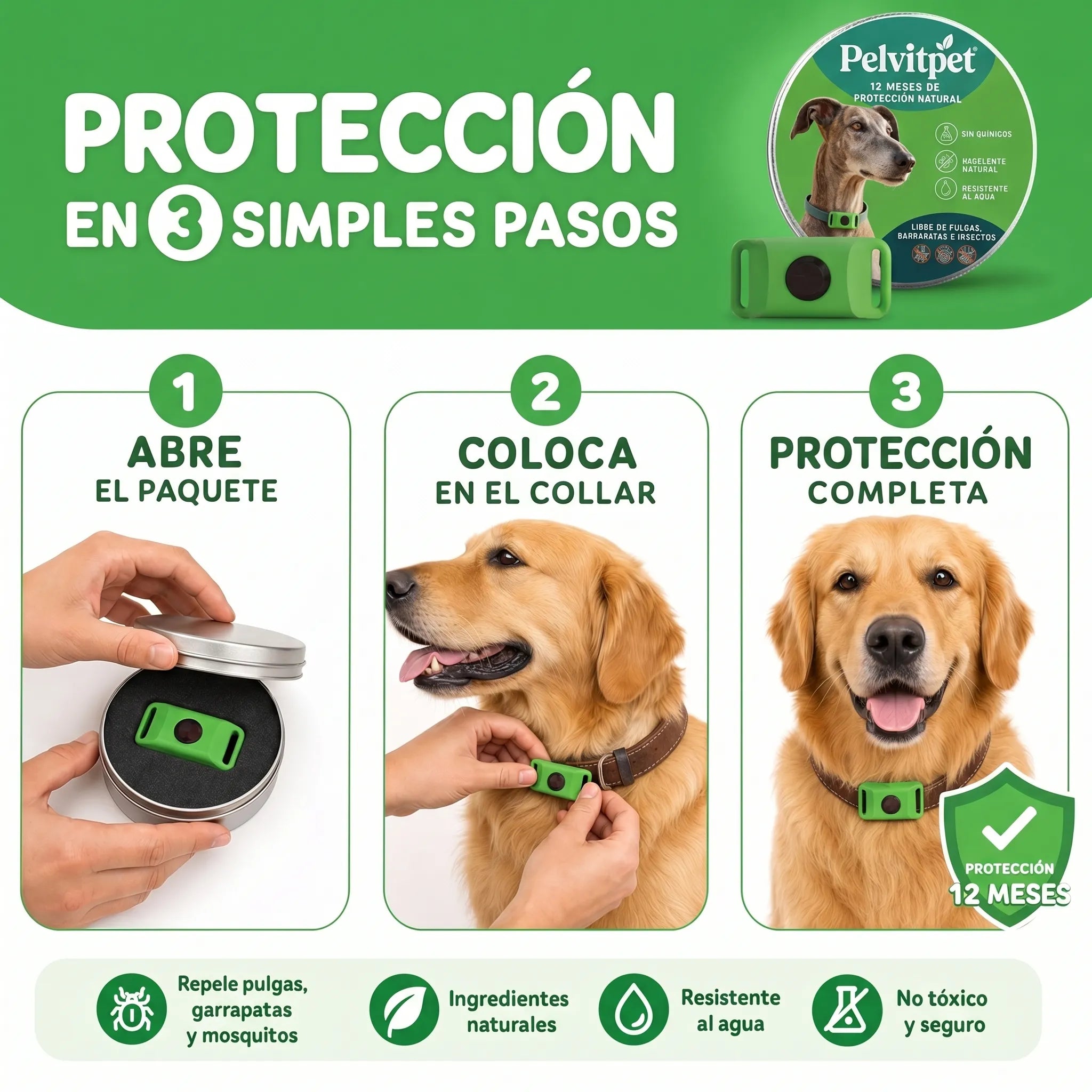 Pelvitpet - Escudo Natural 12 Meses: Protección Total contra Pulgas y Garrapatas